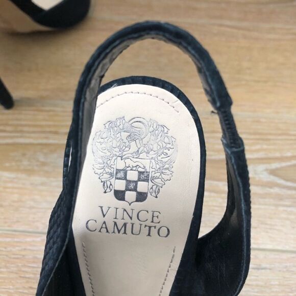 Vince Camuto Sassa Slingback Snake Print Embossed High Heel Black Pump - Picture 7 of 8